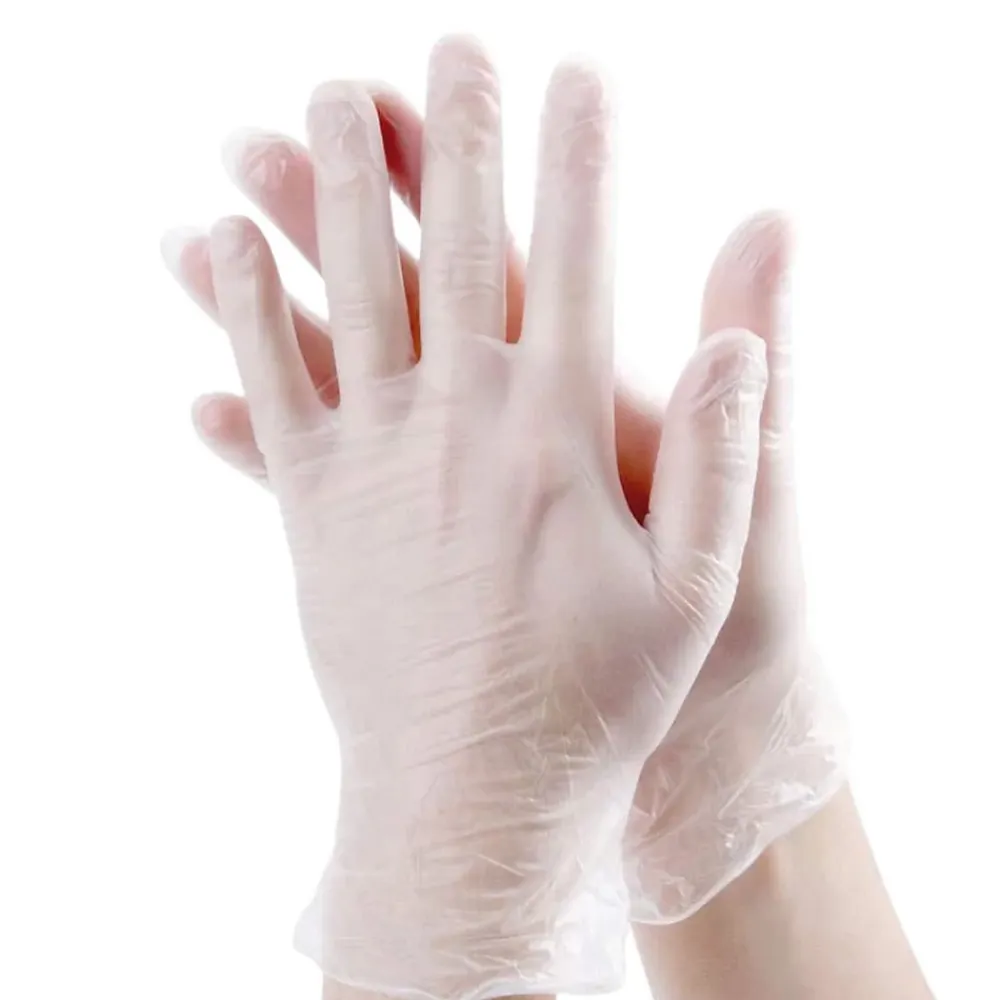 D-Work 100 Gants Vinyle Micro Poudrés Taille L (8/9) Résistants, Confortables et Polyvalents pour Usage Alimentaire -* Gants De Ménage
