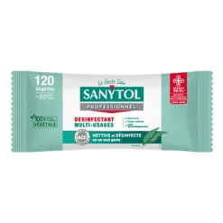 120 lingettes désinfectantes multi-usages eucalyptus 0,2L>Sanytol Outlet