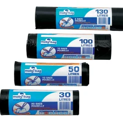 10 sacs poubelle à poignée bleu 100L* Sac Poubelle