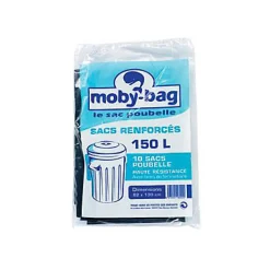 10 sacs poubelle renforcés noirs 150L><noscript><img width=