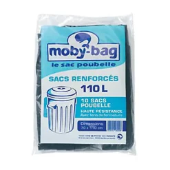 10 sacs poubelle renforcés noirs 110L* Sac Poubelle