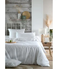 1 Taie de traversin percale de coton uni 45 x 185 cm Elysee blanc><noscript><img width=