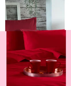 1 Taie de traversin percale de coton uni 45 x 185 cm Elysee rouge>Eden Clearance