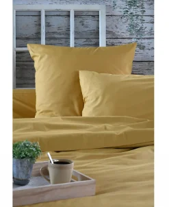 1 Taie de traversin percale de coton uni 45 x 185 cm Elysee moutarde>Eden Clearance