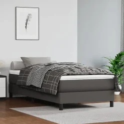 Vidaxl 347746 Matelas de lit à ressorts ensachés Gris 100x200x20cm Similicuir* Matelas