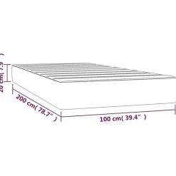 347748 Matelas de lit à ressorts ensachés Gris clair 100x200x20 cm><noscript><img width=