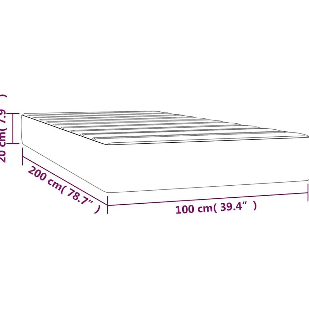 347748 Matelas de lit à ressorts ensachés Gris clair 100x200x20 cm>Vidaxl