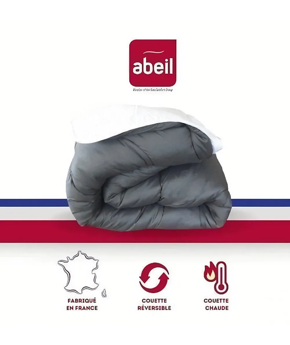 Abeil Couette Bicolore - 200 x 200 cm - Blanc et gris* Couette