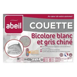 Couette tempérée BICOLORE 220x240cm - Blanc & Gris chiné><noscript><img width=