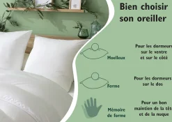 Abeil Lot de 2 Oreillers Douceur - 60 x 60 cm - Blanc* Oreiller Moelleux
