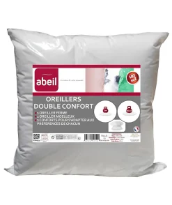 Lot de 2 Oreillers DOUBLE CONFORT 100% Coton 60x60cm>Abeil Sale