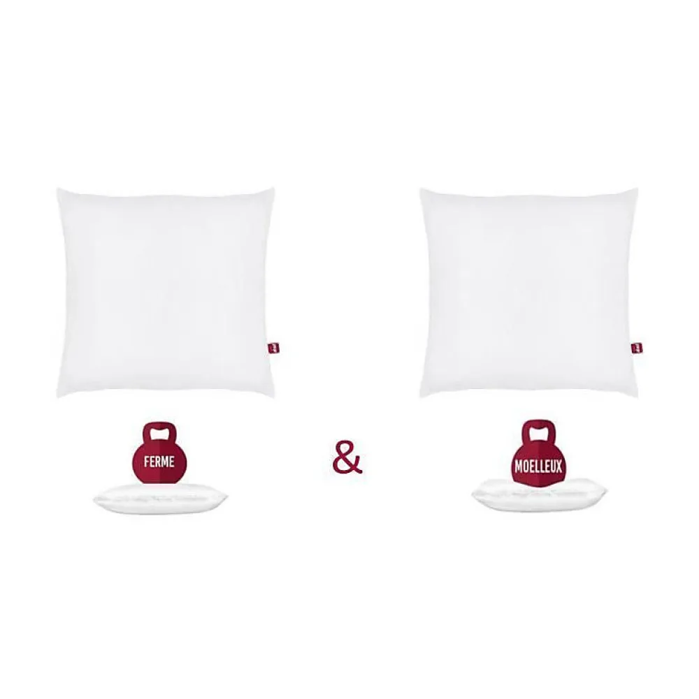 Lot de 2 Oreillers DOUBLE CONFORT 100% Coton 60x60cm>Abeil Sale