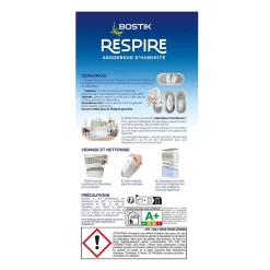 Bostik Absorbeur d'humidité avec 2 tablettes de 250 g Respire pour surface de 25 m²* Absorbeur D'Humidité