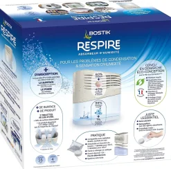 Absorbeur d'humidité avec 4 tablettes de 250 g Respire pour surface de 25 m²>Bostik Online