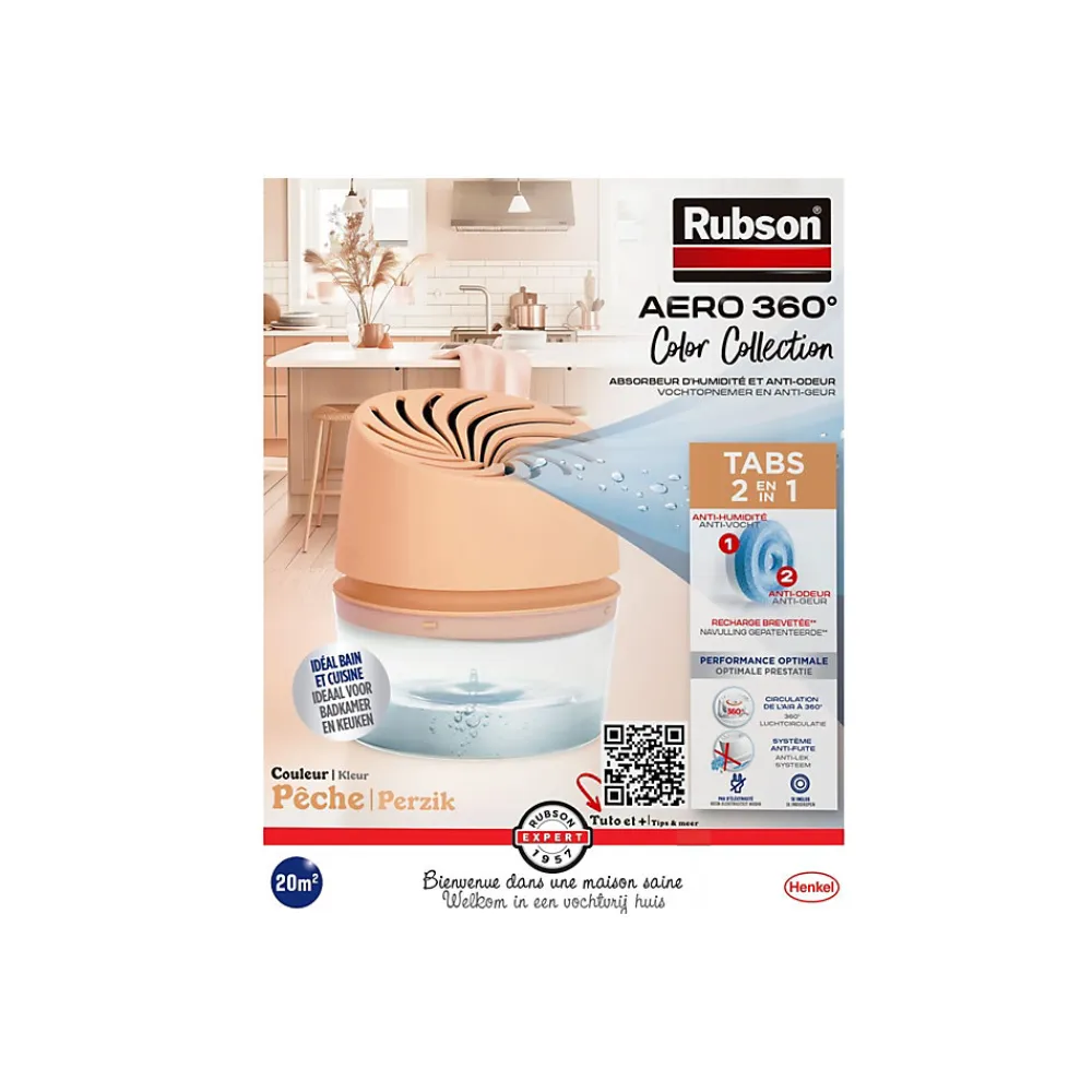 Absorbeur d'humitidé anti-odeur Aéro 360 20m2 coloris pêche>Rubson