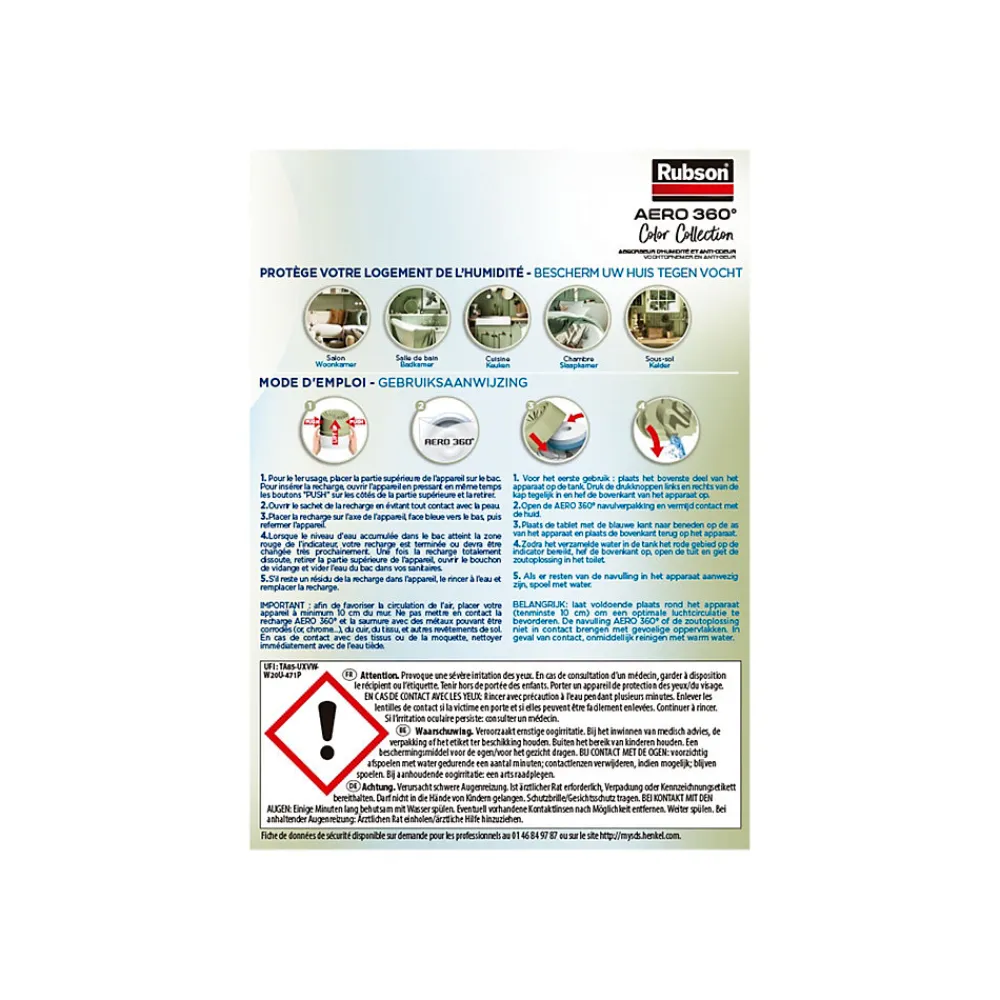 Absorbeur d'humitidé anti-odeur Aéro 360 20m2 coloris pêche>Rubson