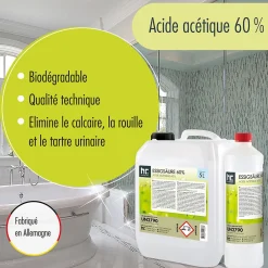 Acide Acétique 60 %, 15 x 1 L : Nettoyant Concentré, Et Économique Pour Un Usage Ménager Polyvalent><noscript><img width=
