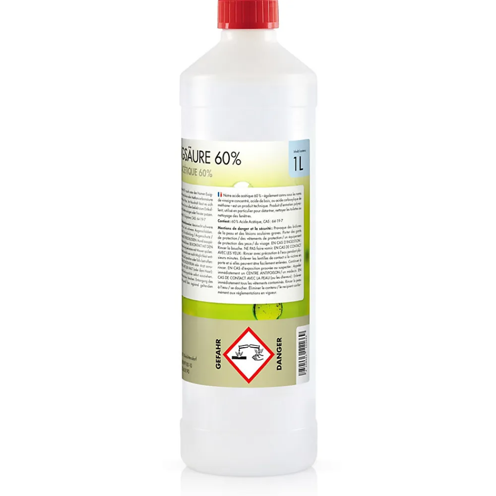 Acide Acétique 60 %, 15 x 1 L : Nettoyant Concentré, Et Économique Pour Un Usage Ménager Polyvalent>Höfer Chemie Sale