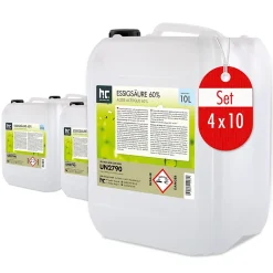 Höfer Chemie Acide Acétique 60 %, 4 x 10 L : Nettoyant Concentré, Et Économique Pour Un Usage Ménager Polyvalent* Acide Chlorhydrique