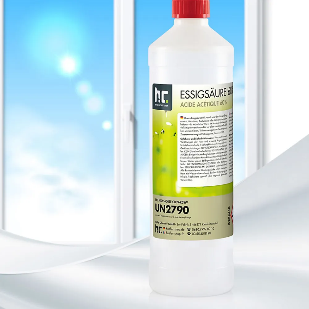 Acide Acétique 60 %, 6 x 1 L : Nettoyant Concentré, Et Économique Pour Un Usage Ménager Polyvalent>Höfer Chemie