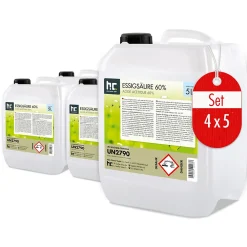 Acide Acétique 60 %, 4 x 5 L : Nettoyant Concentré, Et Économique Pour Un Usage Ménager Polyvalent>Höfer Chemie Hot