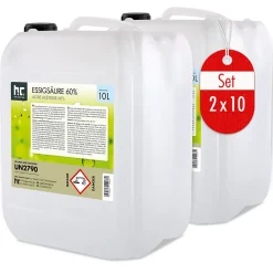 Acide Acétique 60 %, 1 x 10 L : Nettoyant Concentré, Et Économique Pour Un Usage Ménager Polyvalent><noscript><img width=