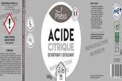 Acide citrique détartrant et détachant 500g>Phebus Online