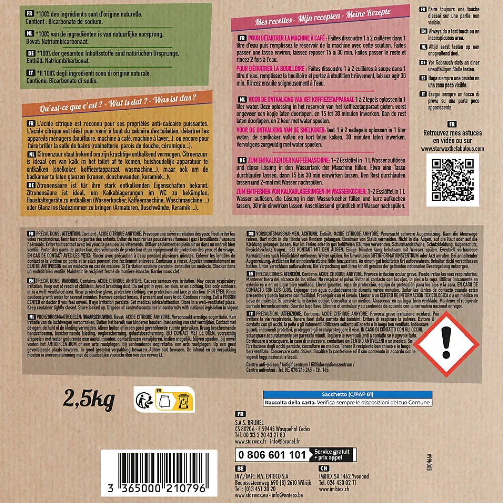 Acide citrique 2,5kg>Starwax Fabulous Hot