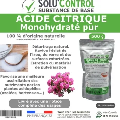 Tout Pour Les Nuisibles Acide citrique monohydraté pur 500 g - 100% d'origine naturel - Nettoyer, détartrer, raviver l'inox et corriger le pH* Acide Chlorhydrique