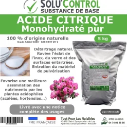 Acide citrique monohydraté pur 5 kg - 100% d'origine naturel - Nettoyer, détartrer, raviver l'inox et corriger le pH>Tout Pour Les Nuisibles