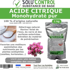 Tout Pour Les Nuisibles Acide citrique monohydraté pur 1 kg - 100% d'origine naturel - Nettoyer, détartrer, raviver l'inox et corriger le pH* Produit Multi-Usages