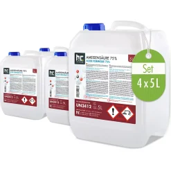Höfer Chemie Acide Formique 75 % 2 x 5 L, Puissant Nettoyant Technique Pour Détartrage, Décapage Et Traitement Du Cuir* Acide Chlorhydrique