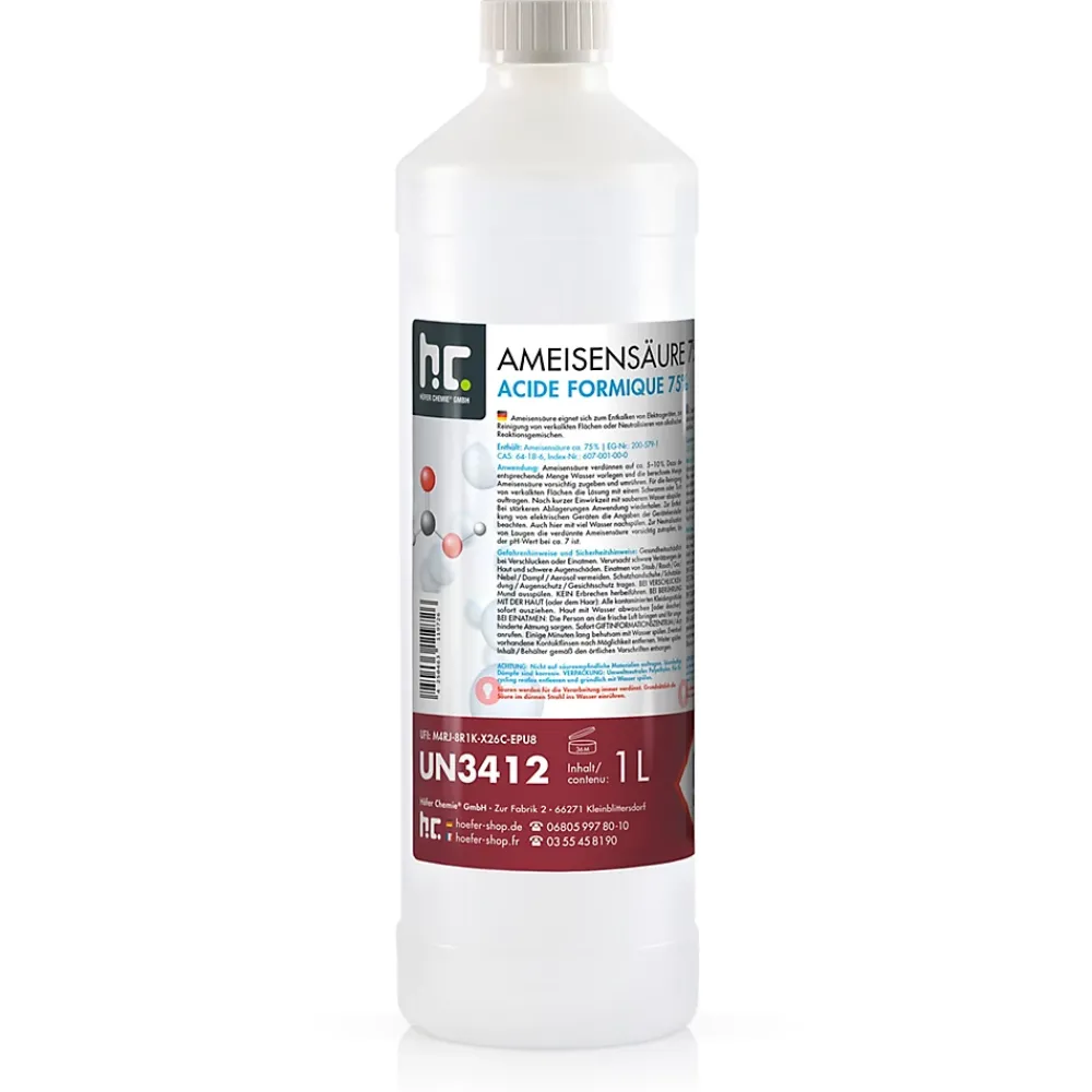 Höfer Chemie Acide Formique 75 % 6 x 1 L, Puissant Nettoyant Technique Pour Détartrage, Décapage Et Traitement Du Cuir* Acide Chlorhydrique