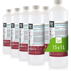 Höfer Chemie Acide Formique 75 % 15 x 1 L, Puissant Nettoyant Technique Pour Détartrage, Décapage Et Traitement Du Cuir* Acide Chlorhydrique