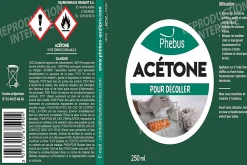 Acétone pour taches de peintures, vernis et colles 250ml>Phebus Hot