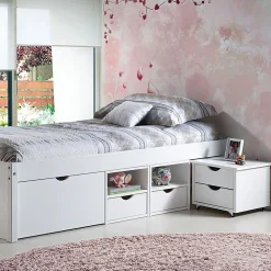 Altobuy ALASKA - Lit 90x200 cm multi-rangement Vernis Blanc*Enfant Lit Enfant