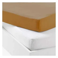 Alèse et drap-housse P'TIT DODO 60 x 120 cm Blanc Caramel - Set 2 pièces>Mon P'Tit Dodo New