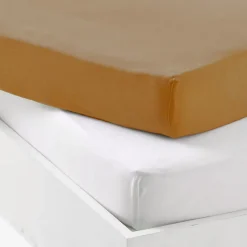 Alèse et drap-housse P'TIT DODO 60 x 120 cm Blanc Caramel - Set 2 pièces><noscript><img width=