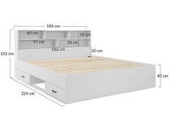 Andrea - lit avec rangements - 180x200 cm - sommier inclus - bois -><noscript><img width=