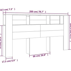 Vidaxl Armoire de tête de lit chêne sonoma 200x18,5x104,5 cm* Tête De Lit