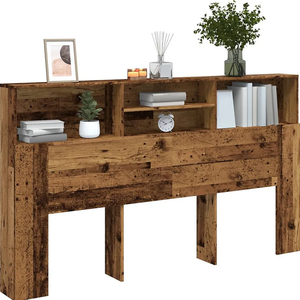 Armoire de tête de lit vieux bois 180x19x103,5 cm>Vidaxl New
