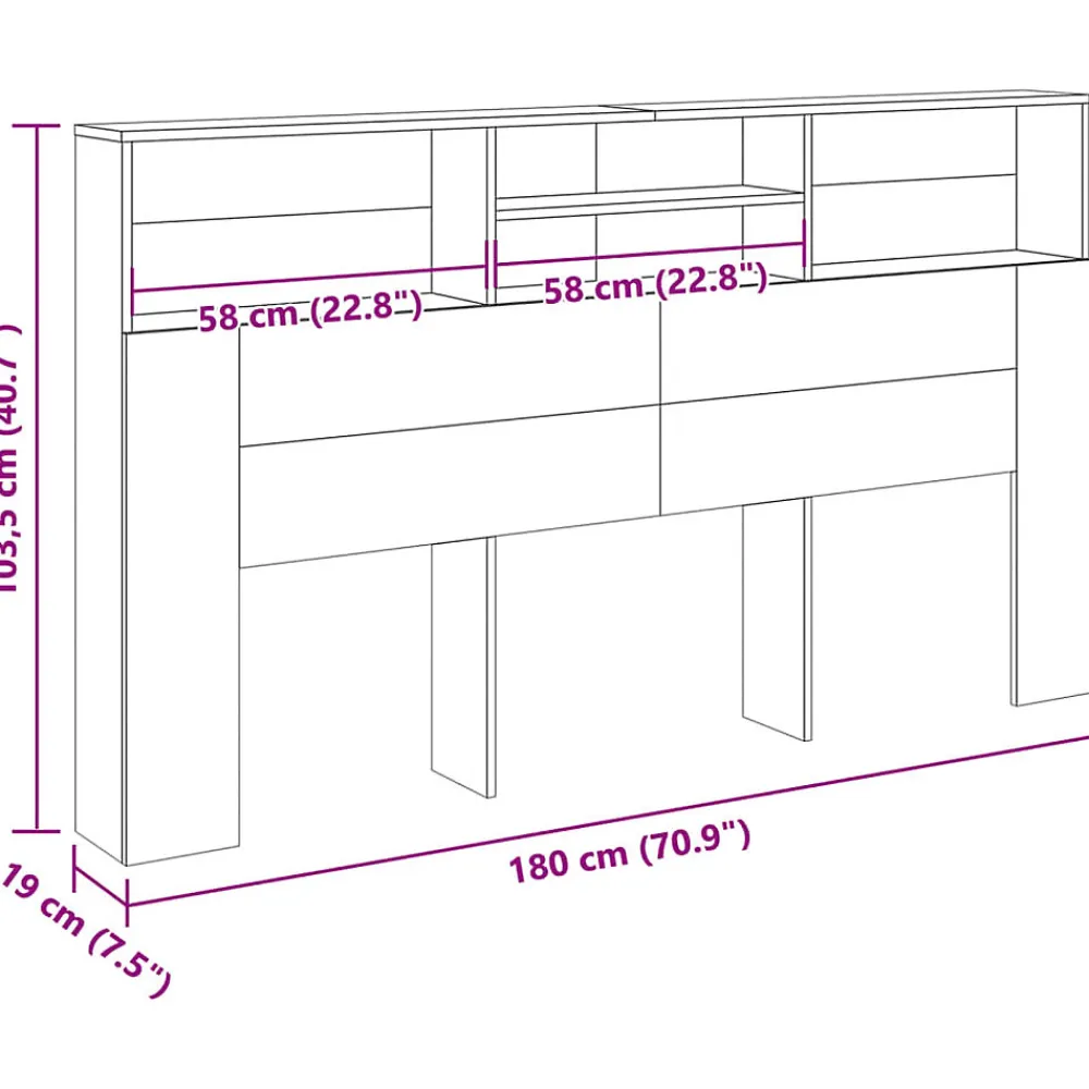 Armoire de tête de lit vieux bois 180x19x103,5 cm>Vidaxl New