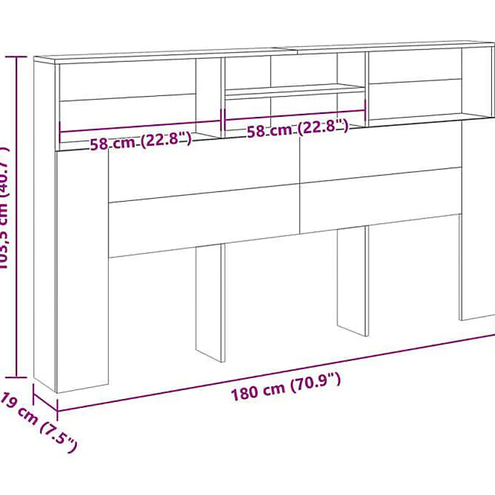Armoire de tête de lit vieux bois 180x19x103,5 cm>Vidaxl New