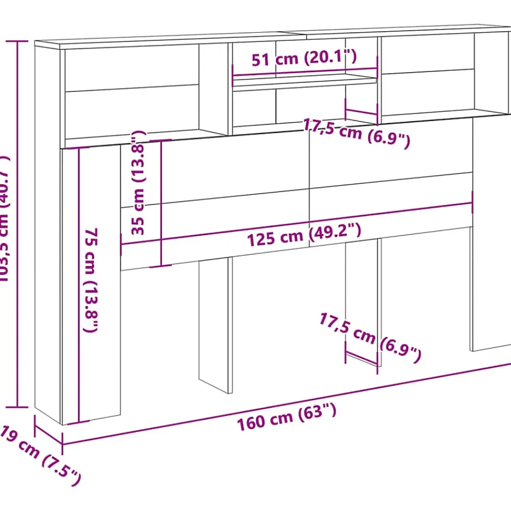 Vidaxl Armoire de tête de lit vieux bois 160x19x103,5 cm* Tête De Lit
