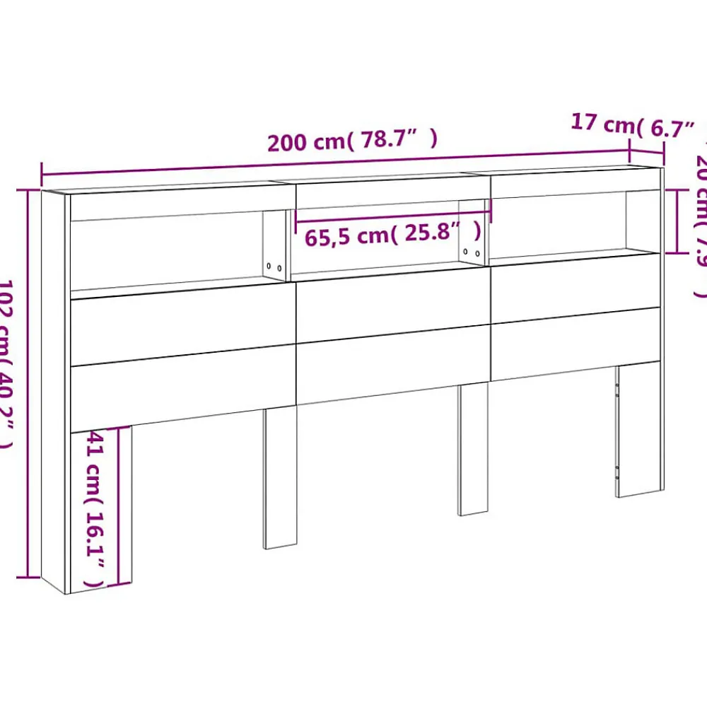 Armoire tête de lit avec LED blanc 200x17x102 cm>Vidaxl Best
