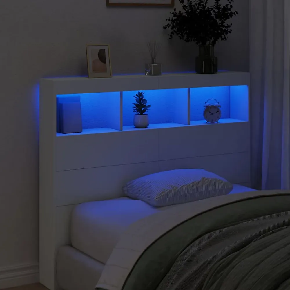 Vidaxl Armoire tête de lit avec LED blanc 120x17x102 cm* Tête De Lit