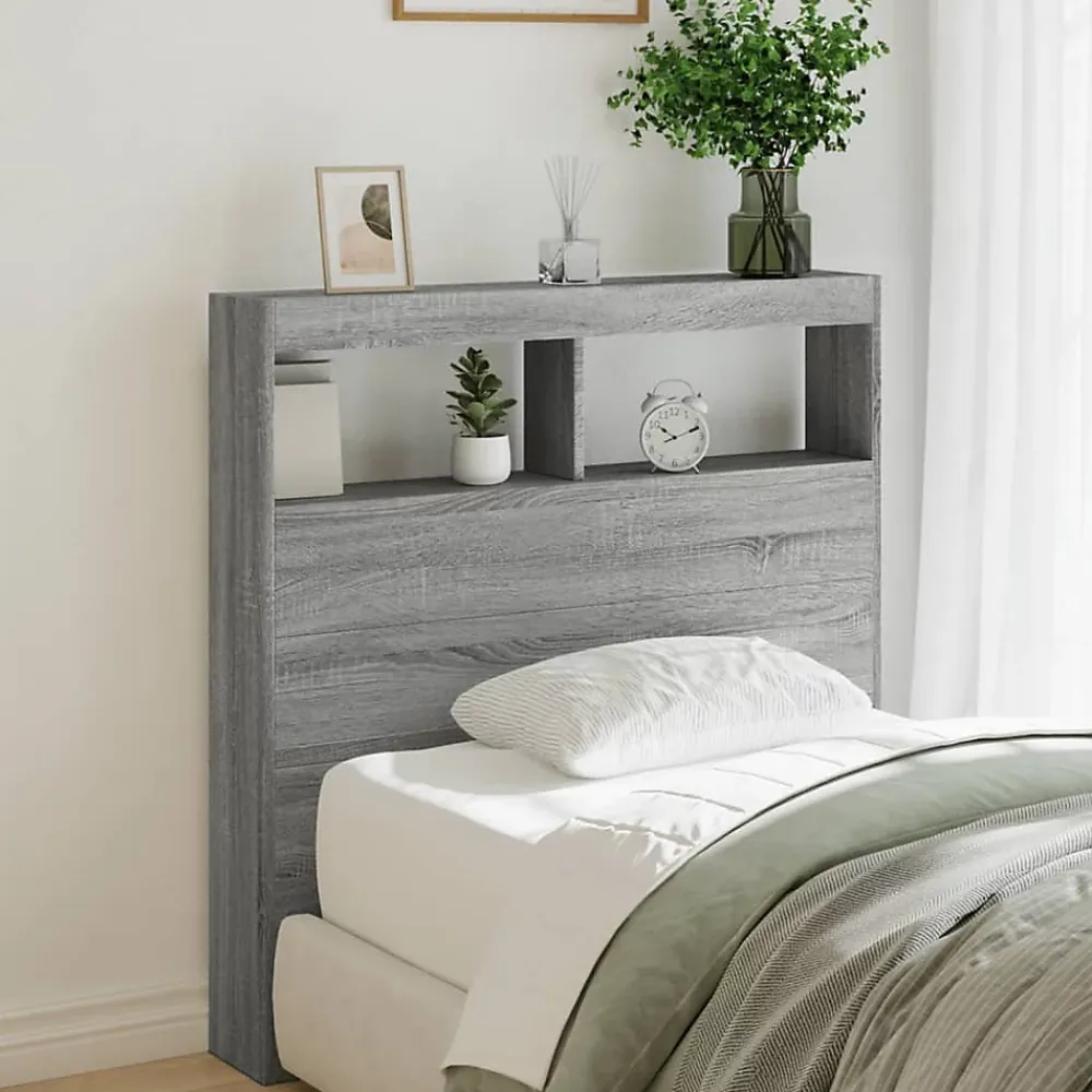 Vidaxl Armoire tête de lit avec LED sonoma gris 100x17x102 cm* Tête De Lit
