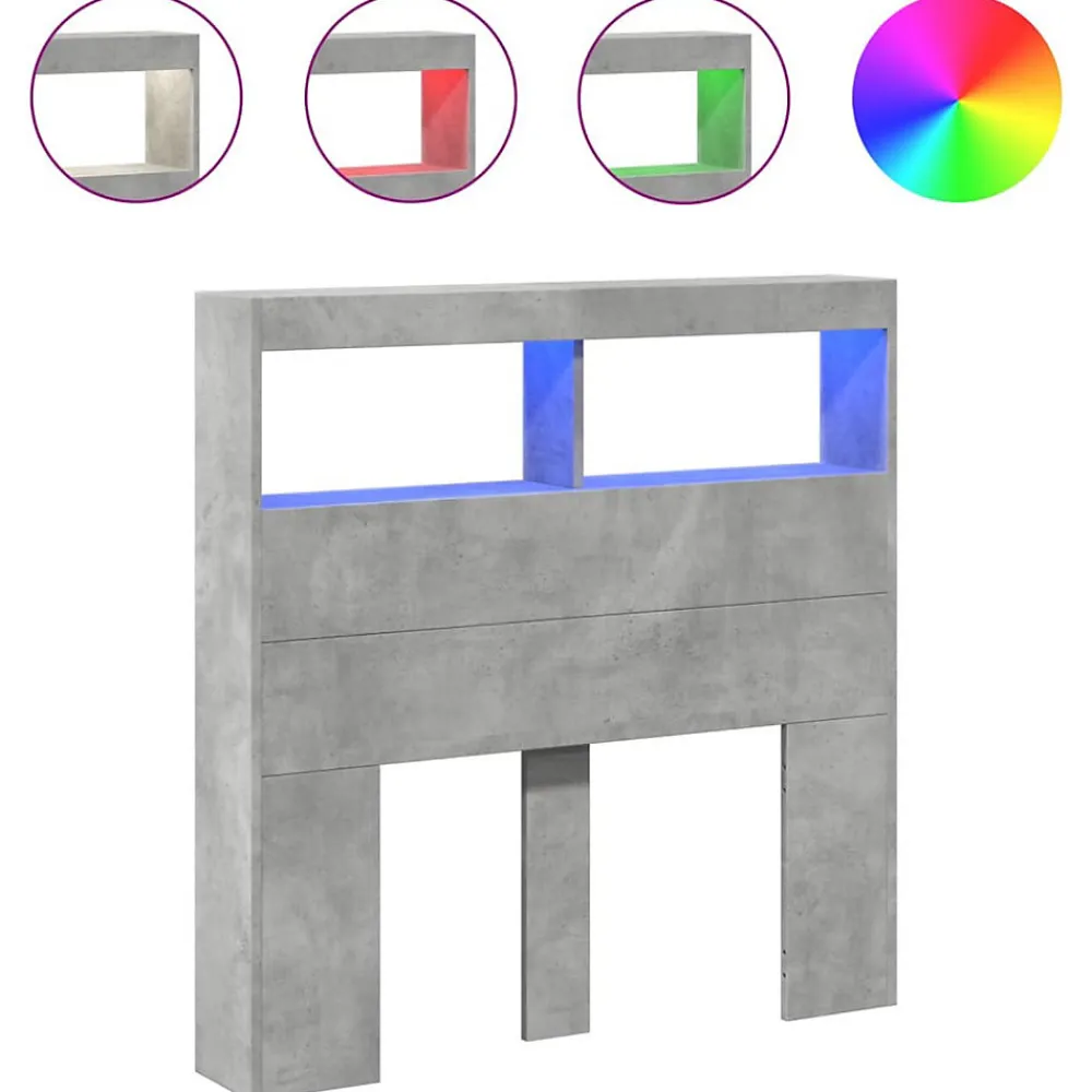 Armoire tête de lit avec LED gris béton 100x17x102 cm>Vidaxl Discount