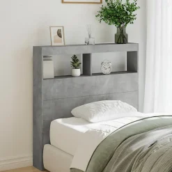 Armoire tête de lit avec LED gris béton 100x17x102 cm>Vidaxl Discount