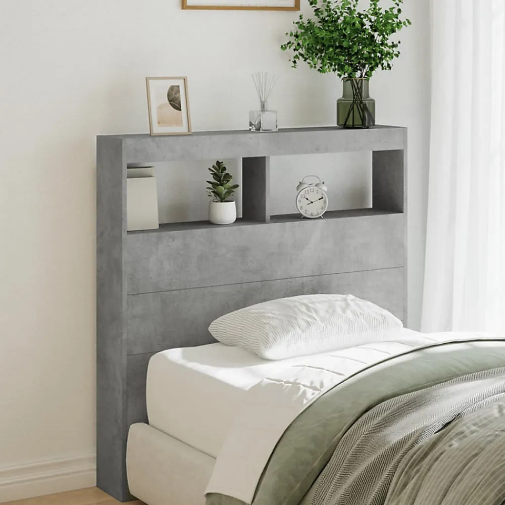 Armoire tête de lit avec LED gris béton 100x17x102 cm>Vidaxl Discount